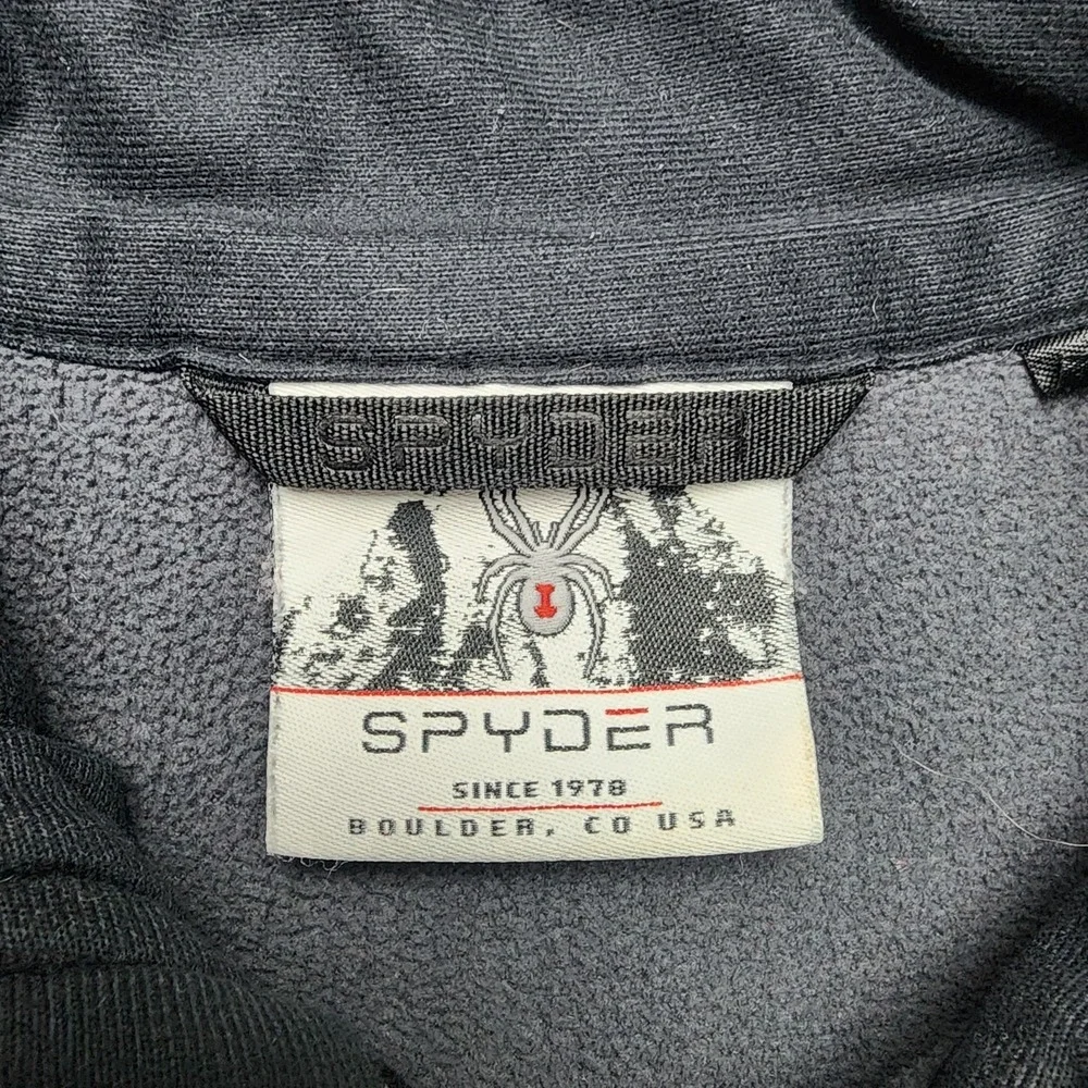 Spyder Quarter Zip Pullover Jacket Gray Black Blue Logo Fleece Lined Men's...